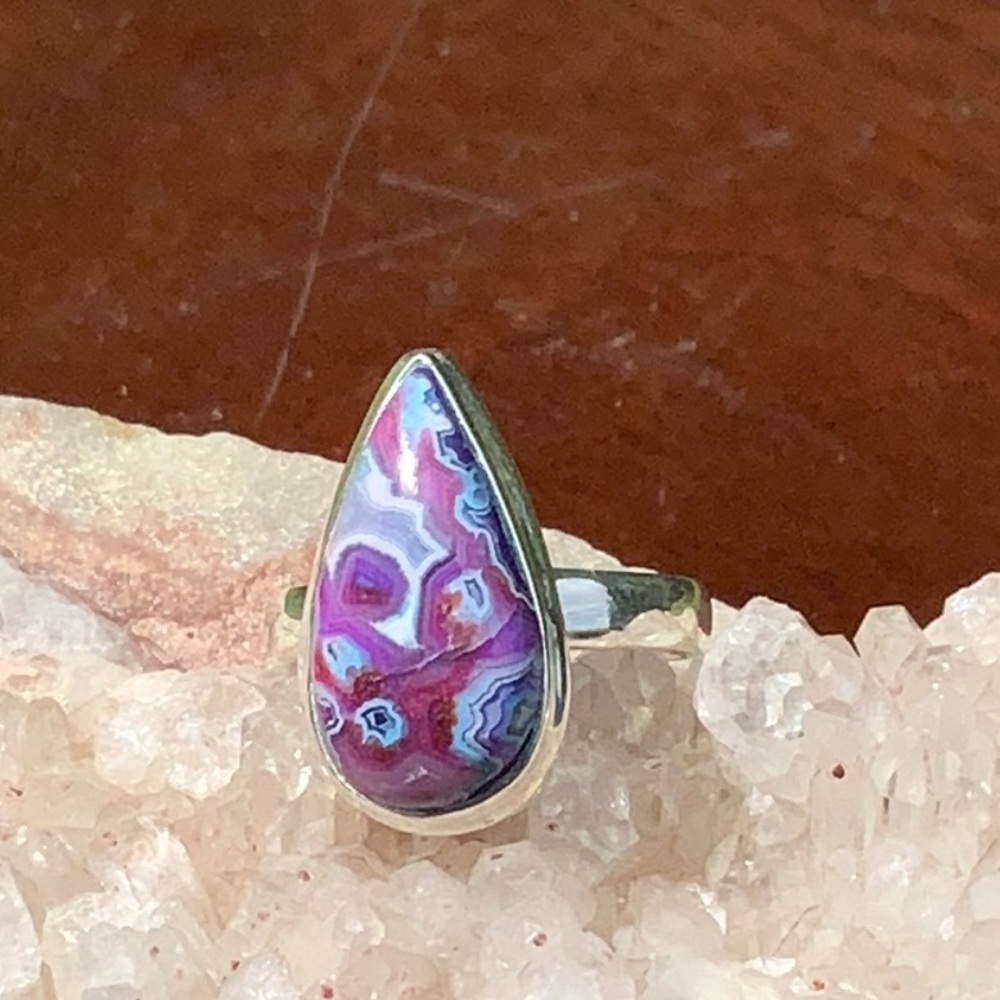 LAGUNA LACE AGATE 925 STERLING SILVER RING, SIZE 7.5